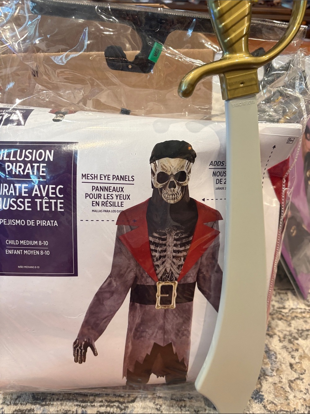Kids Skeleton Pirate Costume - Red and Black